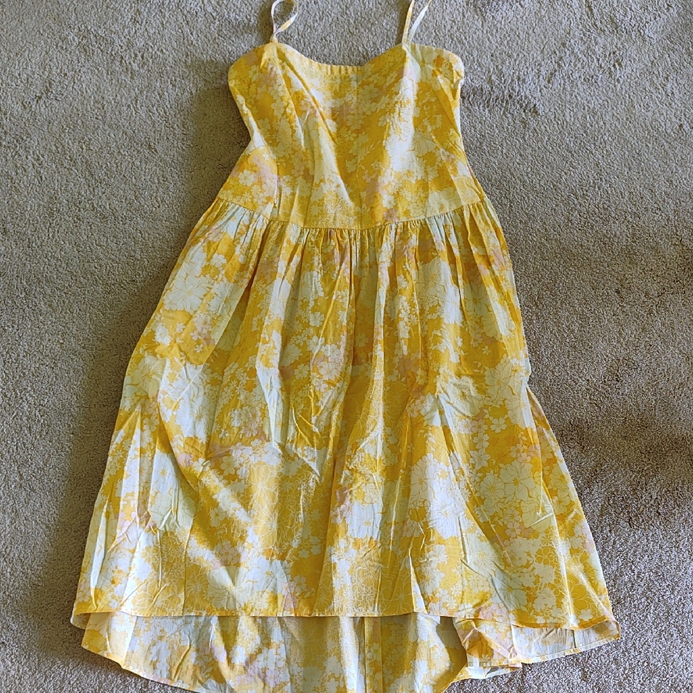 Ann Taylor Factory Yellow Floral Sundress with Spaghetti Straps